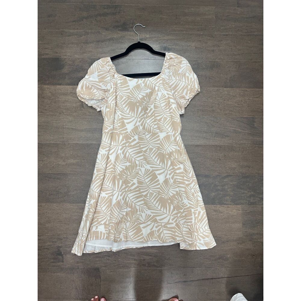 LOFT palm leaf print cap sleeve A-line dress size 0
